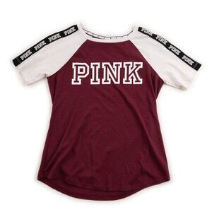 PINK by Victoria's Secret short sleeve t-shirt maroon white t-shirt size XS